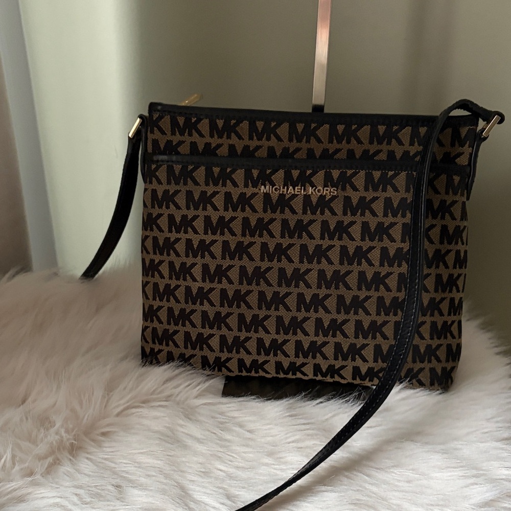 Michael Kors Brown & Black MK Logo Crossbody Bag